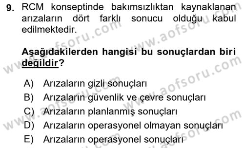 Entegre Lojistik Destek Dersi 2022 - 2023 Yılı Yaz Okulu Sınav Soruları 9. Soru