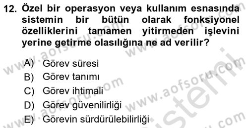 Entegre Lojistik Destek Dersi 2023 - 2024 Yılı (Vize) Ara Sınav Soruları 12. Soru