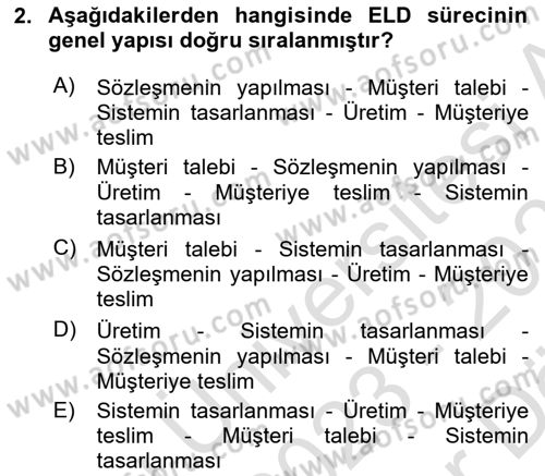 Entegre Lojistik Destek Dersi 2023 - 2024 Yılı (Vize) Ara Sınav Soruları 2. Soru