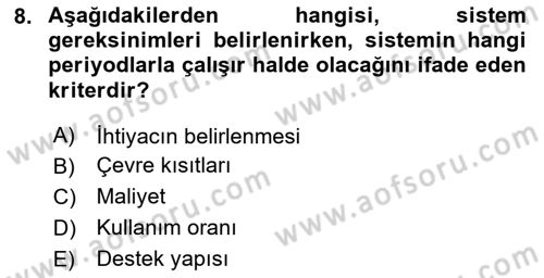 Entegre Lojistik Destek Dersi 2023 - 2024 Yılı (Vize) Ara Sınav Soruları 8. Soru