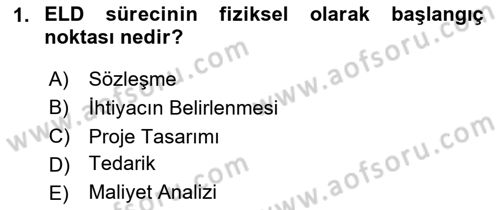 Entegre Lojistik Destek Dersi 2023 - 2024 Yılı (Final) Dönem Sonu Sınav Soruları 1. Soru