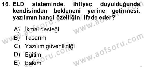 Entegre Lojistik Destek Dersi 2023 - 2024 Yılı Yaz Okulu Sınav Soruları 16. Soru