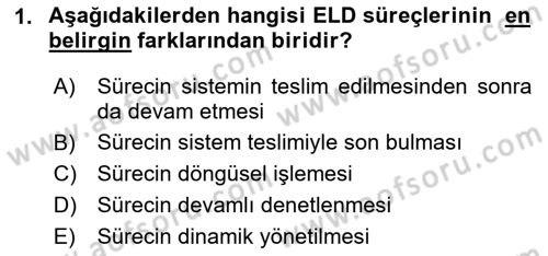 Entegre Lojistik Destek Dersi 2024 - 2025 Yılı (Vize) Ara Sınav Soruları 1. Soru