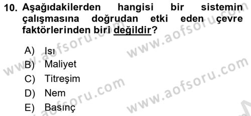Entegre Lojistik Destek Dersi 2024 - 2025 Yılı (Vize) Ara Sınav Soruları 10. Soru