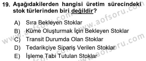 Entegre Lojistik Destek Dersi 2024 - 2025 Yılı (Vize) Ara Sınav Soruları 19. Soru