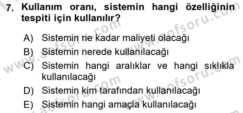 Entegre Lojistik Destek Dersi 2024 - 2025 Yılı (Vize) Ara Sınav Soruları 7. Soru