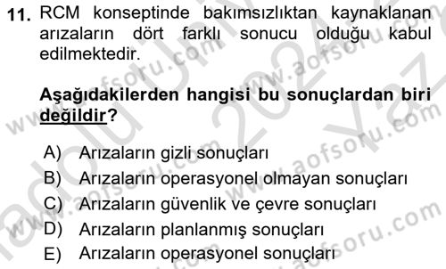 Entegre Lojistik Destek Dersi 2024 - 2025 Yılı Yaz Okulu Sınav Soruları 11. Soru