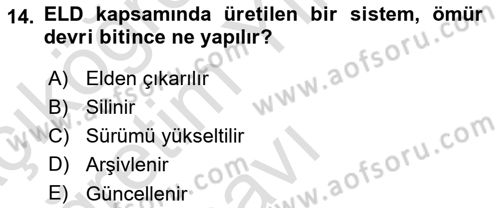 Entegre Lojistik Destek Dersi 2024 - 2025 Yılı Yaz Okulu Sınav Soruları 14. Soru