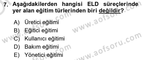 Entegre Lojistik Destek Dersi 2024 - 2025 Yılı Yaz Okulu Sınav Soruları 7. Soru