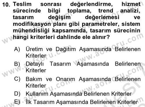 Entegre Lojistik Destek Dersi 2025 - 2026 Yılı (Vize) Ara Sınav Soruları 10. Soru