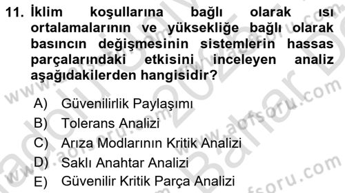 Entegre Lojistik Destek Dersi 2025 - 2026 Yılı (Vize) Ara Sınav Soruları 11. Soru