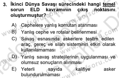 Entegre Lojistik Destek Dersi 2025 - 2026 Yılı (Vize) Ara Sınav Soruları 3. Soru