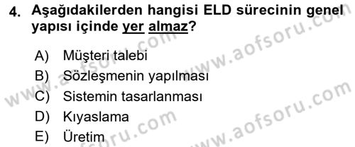 Entegre Lojistik Destek Dersi 2025 - 2026 Yılı (Vize) Ara Sınav Soruları 4. Soru