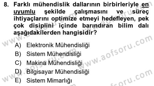 Entegre Lojistik Destek Dersi 2025 - 2026 Yılı (Vize) Ara Sınav Soruları 8. Soru