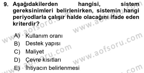 Entegre Lojistik Destek Dersi 2025 - 2026 Yılı (Vize) Ara Sınav Soruları 9. Soru