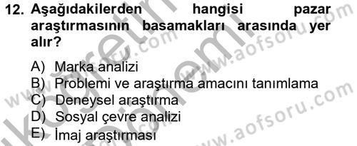 Marka ve Yönetimi Dersi 2012 - 2013 Yılı (Vize) Ara Sınav Soruları 12. Soru