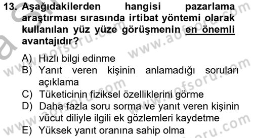 Marka ve Yönetimi Dersi 2012 - 2013 Yılı (Vize) Ara Sınav Soruları 13. Soru