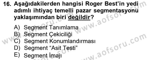 Marka ve Yönetimi Dersi 2012 - 2013 Yılı (Vize) Ara Sınav Soruları 16. Soru