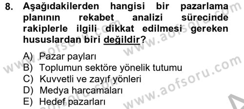 Marka ve Yönetimi Dersi 2012 - 2013 Yılı (Vize) Ara Sınav Soruları 8. Soru