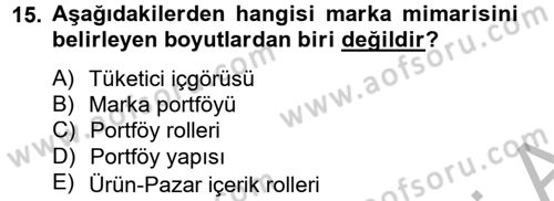 Marka ve Yönetimi Dersi 2012 - 2013 Yılı (Final) Dönem Sonu Sınav Soruları 15. Soru
