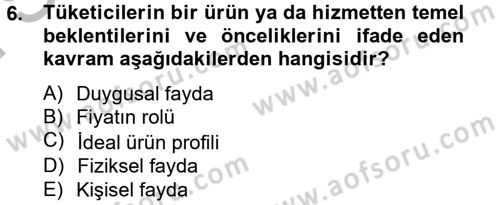 Marka ve Yönetimi Dersi 2012 - 2013 Yılı (Final) Dönem Sonu Sınav Soruları 6. Soru