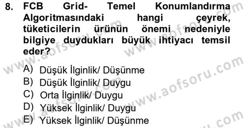 Marka ve Yönetimi Dersi 2012 - 2013 Yılı (Final) Dönem Sonu Sınav Soruları 8. Soru