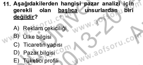 Marka ve Yönetimi Dersi 2013 - 2014 Yılı (Vize) Ara Sınav Soruları 11. Soru