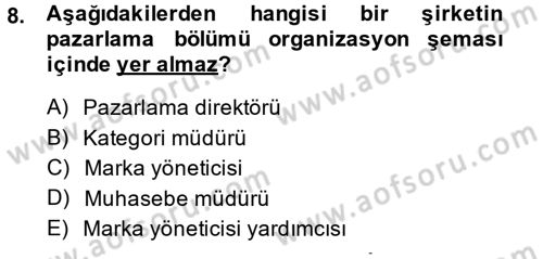Marka ve Yönetimi Dersi 2013 - 2014 Yılı (Vize) Ara Sınav Soruları 8. Soru
