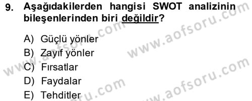 Marka ve Yönetimi Dersi 2013 - 2014 Yılı (Vize) Ara Sınav Soruları 9. Soru