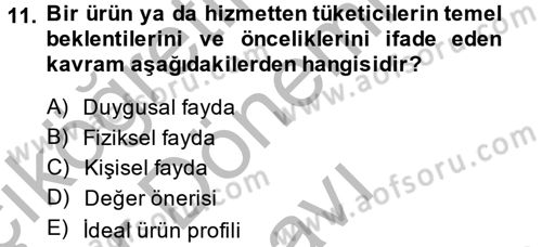 Marka ve Yönetimi Dersi 2013 - 2014 Yılı (Final) Dönem Sonu Sınav Soruları 11. Soru