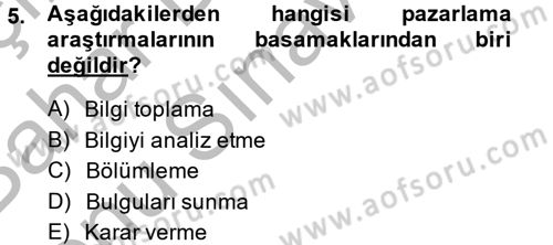 Marka ve Yönetimi Dersi 2013 - 2014 Yılı (Final) Dönem Sonu Sınav Soruları 5. Soru