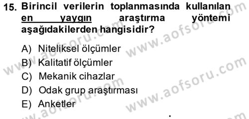 Marka ve Yönetimi Dersi 2014 - 2015 Yılı (Vize) Ara Sınav Soruları 15. Soru