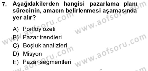 Marka ve Yönetimi Dersi 2014 - 2015 Yılı (Vize) Ara Sınav Soruları 7. Soru