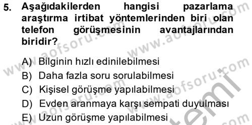 Marka ve Yönetimi Dersi 2014 - 2015 Yılı (Final) Dönem Sonu Sınav Soruları 5. Soru