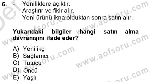 Marka ve Yönetimi Dersi 2014 - 2015 Yılı Tek Ders Sınav Soruları 6. Soru