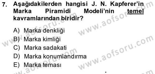 Marka ve Yönetimi Dersi 2014 - 2015 Yılı Tek Ders Sınav Soruları 7. Soru