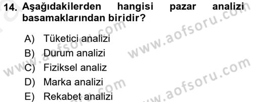 Marka ve Yönetimi Dersi 2015 - 2016 Yılı (Vize) Ara Sınav Soruları 14. Soru