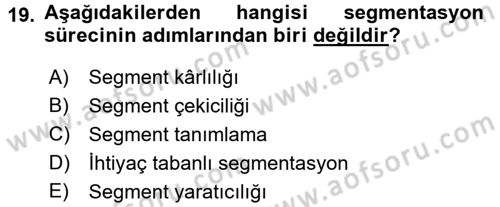 Marka ve Yönetimi Dersi 2015 - 2016 Yılı (Vize) Ara Sınav Soruları 19. Soru