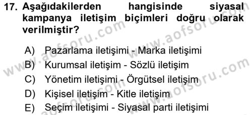 Marka ve Yönetimi Dersi 2015 - 2016 Yılı (Final) Dönem Sonu Sınav Soruları 17. Soru