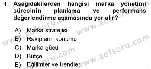 Marka ve Yönetimi Dersi 2015 - 2016 Yılı Tek Ders Sınav Soruları 1. Soru