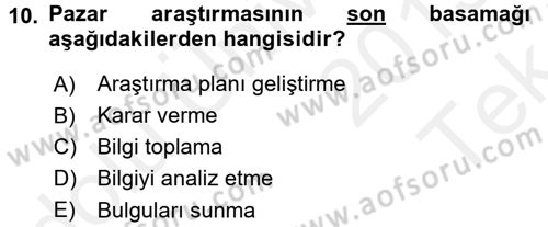 Marka ve Yönetimi Dersi 2015 - 2016 Yılı Tek Ders Sınav Soruları 10. Soru