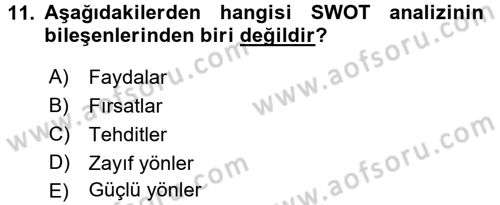 Marka ve Yönetimi Dersi 2015 - 2016 Yılı Tek Ders Sınav Soruları 11. Soru