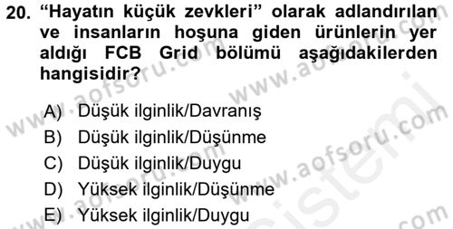 Marka ve Yönetimi Dersi 2015 - 2016 Yılı Tek Ders Sınav Soruları 20. Soru