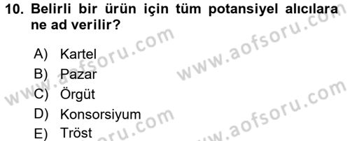 Marka ve Yönetimi Dersi 2016 - 2017 Yılı 3 Ders Sınav Soruları 10. Soru