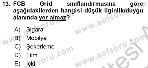 Marka ve Yönetimi Dersi 2016 - 2017 Yılı 3 Ders Sınav Soruları 13. Soru