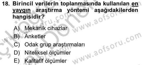 Marka ve Yönetimi Dersi 2016 - 2017 Yılı (Vize) Ara Sınav Soruları 18. Soru