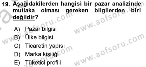 Marka ve Yönetimi Dersi 2016 - 2017 Yılı (Vize) Ara Sınav Soruları 19. Soru