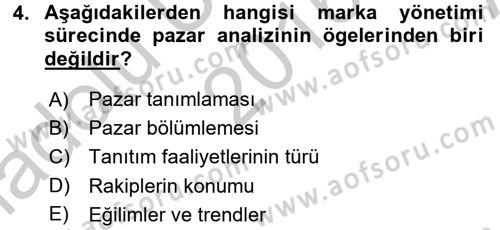 Marka ve Yönetimi Dersi 2016 - 2017 Yılı (Vize) Ara Sınav Soruları 4. Soru