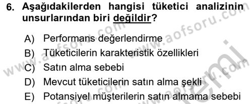 Marka ve Yönetimi Dersi 2016 - 2017 Yılı (Vize) Ara Sınav Soruları 6. Soru