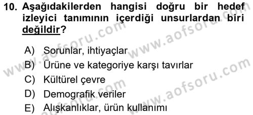 Marka ve Yönetimi Dersi 2016 - 2017 Yılı (Final) Dönem Sonu Sınav Soruları 10. Soru